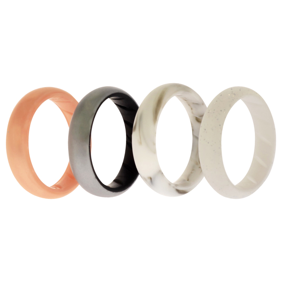 Silicone Wedding BR Solid Ring Set - Silver by ROQ for Women - 4 x 9 mm Ring - Picture 1 of 1